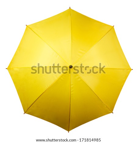 Umbrella from above isolated on white background. Yellow umbrella top on white Royalty-Free Stock Photo #171814985