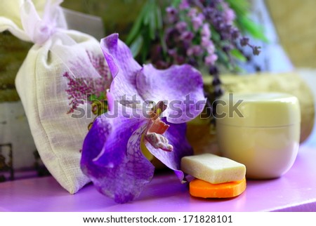 Box and lilac flower