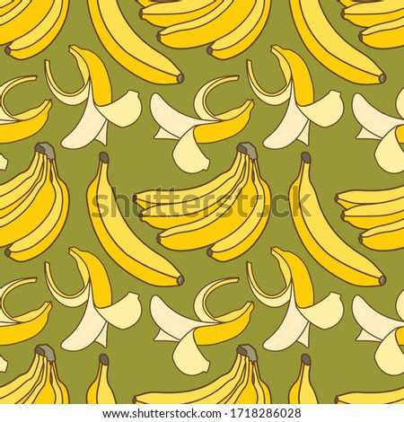 Banana seamless pattern. Flat style vector illustration.