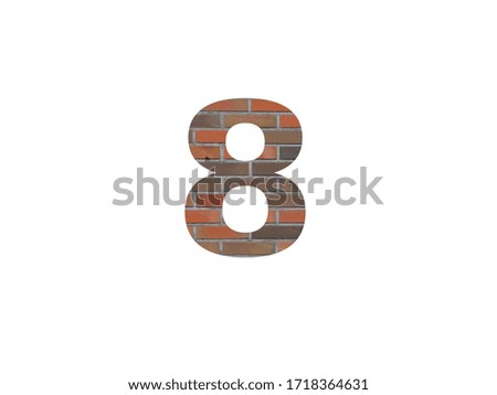 Number 8 of the alphabet with wall of bricks