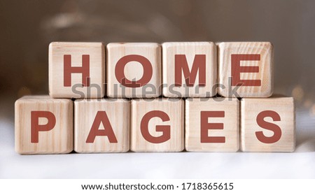 Home pages - concept on wooden cubes on a white table