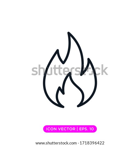 Flame line icon vector design template with editable stroke