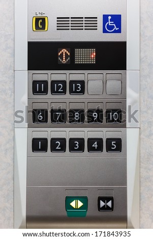 Elevator panel with push buttons for normal people and hadicapped person