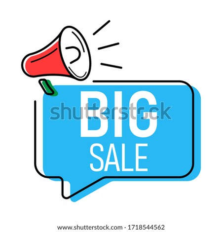 Megaphone with Big Sale speech. Loudspeaker. Icon illustrations isolated on white background. icon for promotion marketing. Vector EPS 10