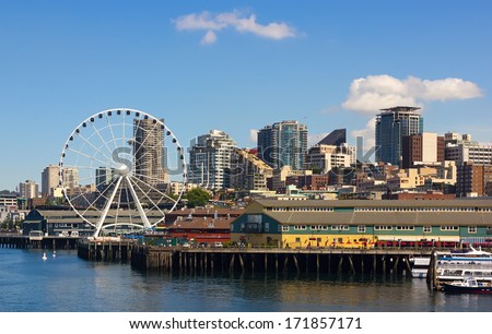 Seattle skyline and waterfront view, Washington state