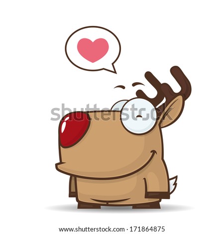 Animal greeting card with funny cartoon deer.