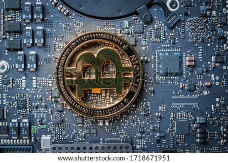 Bitcoin Cash. Gold Cryptocurrency. CryptoCash Computer electronic circuit board motherboard. Business, Finance and technology concept.