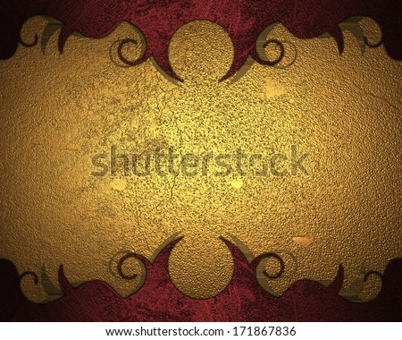 Gold background with red patterns. Design template