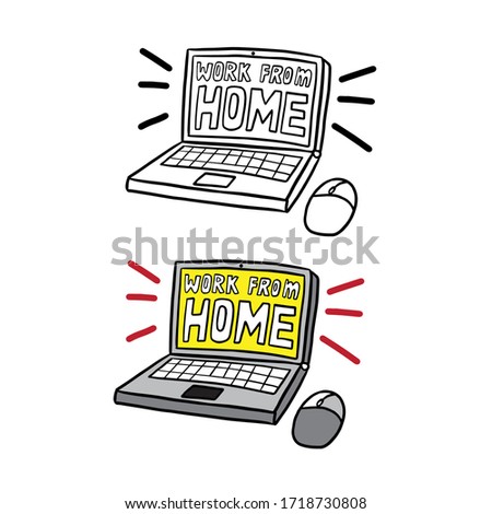 cartoon style work from home isolated on white background