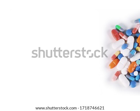 Still life of medicine pills used as background for presentation in 4:3 