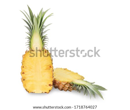 The big pineapple picked fresh from the garden, helps digestion,  isolated on white background. This has clipping path. 