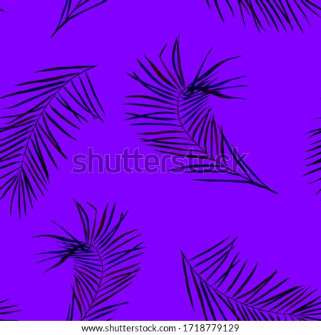 Abstract decorative seamless pattern with watercolor tropical leaves. Palm. Colorful hand drawn illustration. Vintage exotic background.
