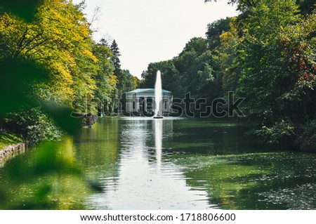 Fountain in the river in the park