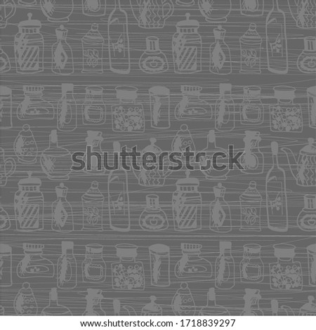 seamless pattern with jars and bottles 