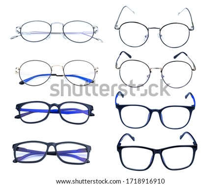 blue eye glasses lsolated on white 