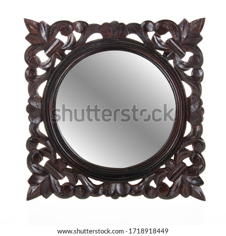 Round or square vintage mirror isolated on white background