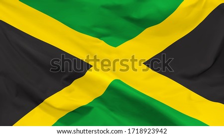 Fragment of a waving flag of the Jamaica in the form of background, vector