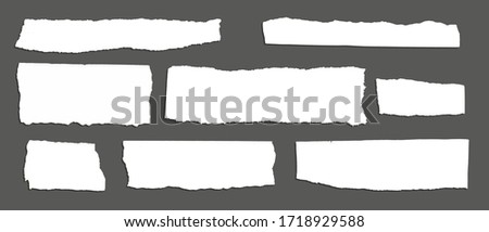 White ripped note, notebook paper stuck with sticky tape on black background. Royalty-Free Stock Photo #1718929588