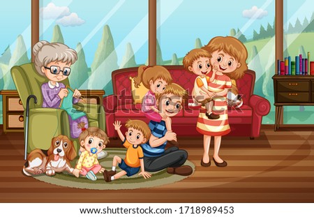 Happy family at home illustration