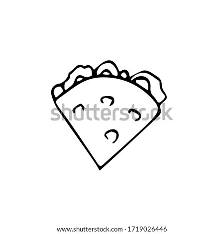 Hand drawn Mexican traditional food set. quesadillas icon isolated on white background. Vector illustration for menu, poster, web. 