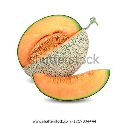 cantaloupe melon isolated on white background Royalty-Free Stock Photo #1719034444