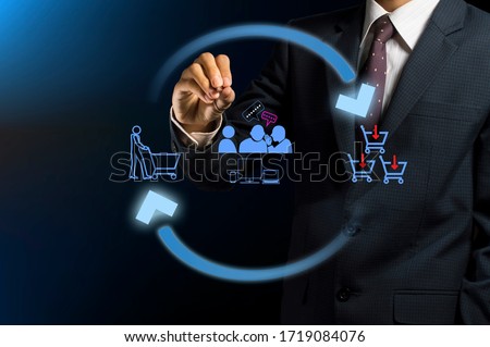 customer base repeat buying and recommend their friends to be new customers make business grow Royalty-Free Stock Photo #1719084076