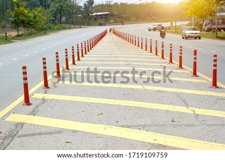 
Traffic cones on the road