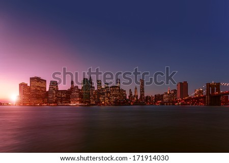 Manhattan Skyline with Brooklyn Bridge, New York City 
