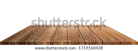 Texture of wooden desk isolated on white background and copy space.