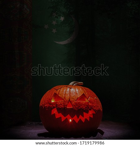 halloween backgraund turkmenistan flag, turkmenistan haloween
