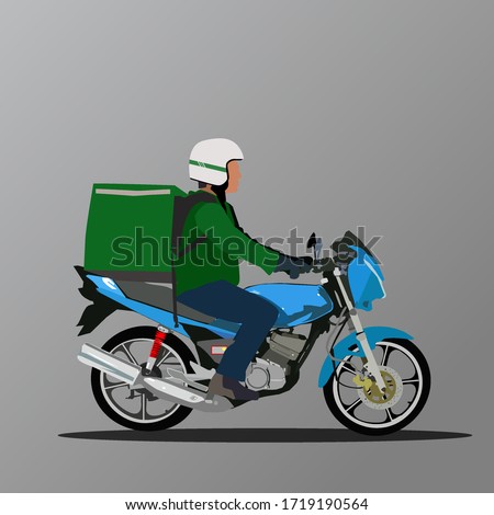 Delivery motorcycle rider for business transport. Malaysian style motor rider.
