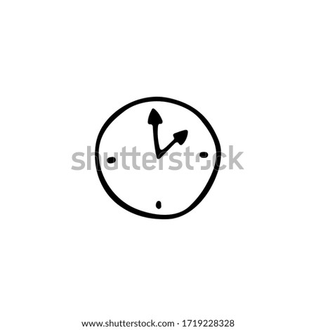 Doodle clock icon. Hand drawn vector illustration.