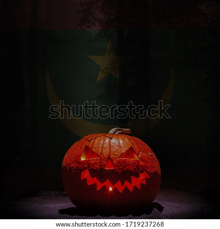 halloween backgraund Mauritania  flag, Mauritania haloween