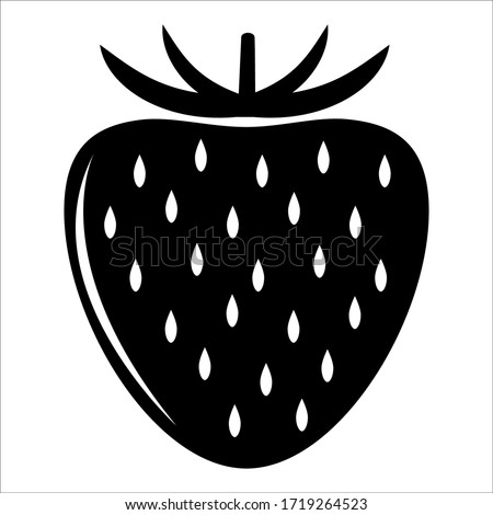 Strawberry icon. Black and white strawberry icons. 