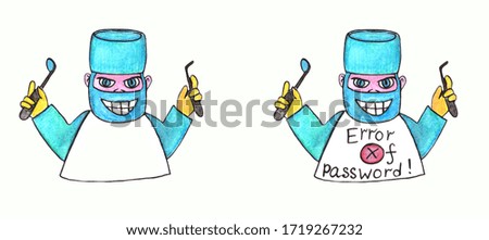 A cartoon illustration of a doctor looking angry. Hand drawn illustration
