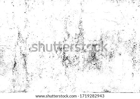 Grunge old texture in black and white. Aged vector surface with scratches, gaps, splits and crumbling stone. Distressed overlay for creating openwork background in 3D design of country loft interior