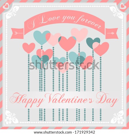 Happy Valentine's Day Greeting Card with heart. Vector Version 