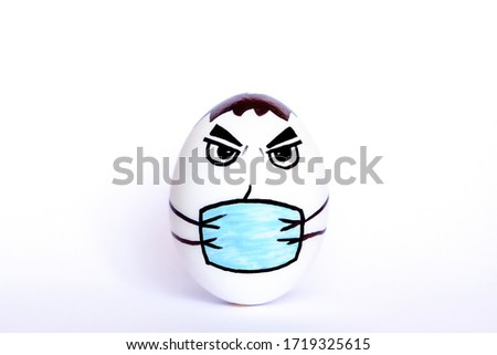 Angry egg with a face mask