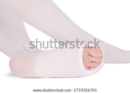 Anti-embolic Compression Hosiery. Medical stockings, tights, socks, calves and sleeves for varicose veins and venouse therapy. Clinical knits. Sock for sports isolated on white background