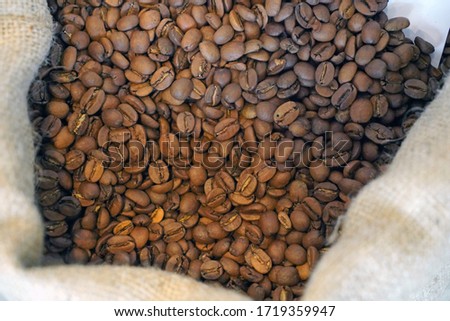 Background of roasted coffee beans. 