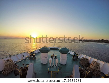 Ship cruise in sunset, Greece