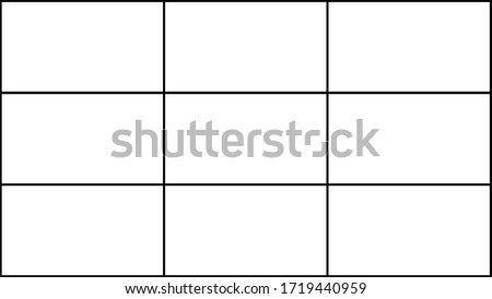 Composition Proportions guidelines set, attention spot of rule of thirds template in 16 by 9 ratio monitor display Royalty-Free Stock Photo #1719440959