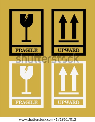 	
Fragile box and set of fragile package icons. Vector illustration