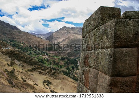 Ollantaytambo Ruins is in the middle of Ollantaytambo village in Sacred Valley of South Peru