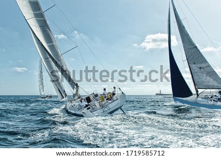 Race of sailing yachts. Sails in the sea. Yachting Royalty-Free Stock Photo #1719585712