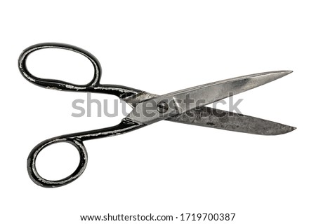 vintage scissor isolated over white Royalty-Free Stock Photo #1719700387