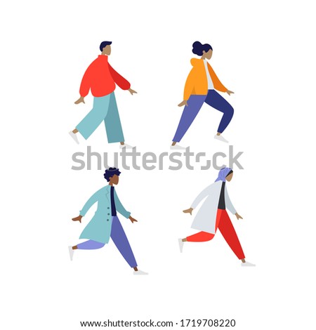 Flat Human Walking Illustration Vector