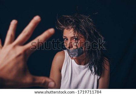 Kidnapped Young Woman Hostage Isolated On The Royalty Free Stock Photo 63174139 Avopix Com