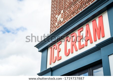 Ice Cream Sign on the Biulding Corner