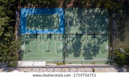 Aerial image of sports courts